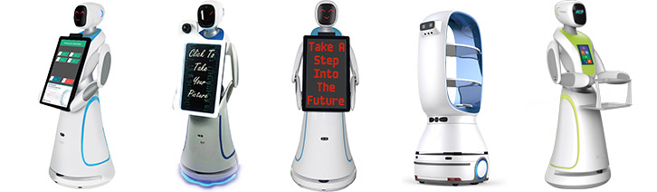 Robot Hire For Party - Our Range Of Party Hire Robots All In A Line